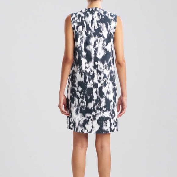 NEW Natori Black White Grey Abstract Stretch Woven Sleeveless Mini Shift Dress M - Picture 2 of 12